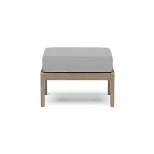 Sustain Wood Gray Outdoor Ottoman with Gray Cushion