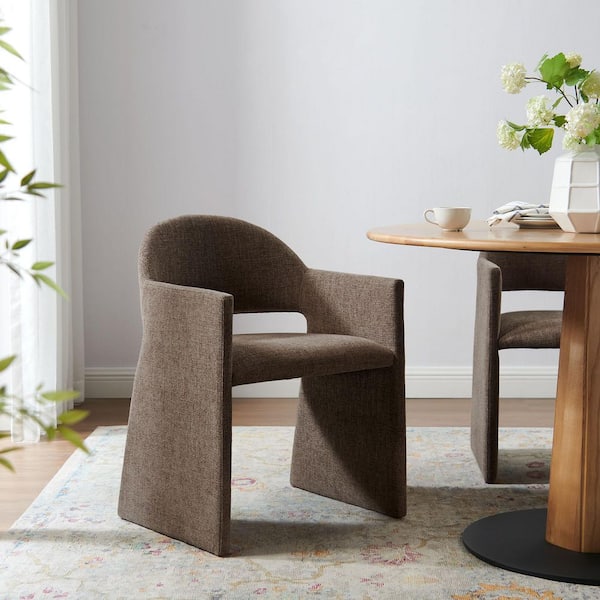 MODWAY Talia Upholstered Fabric Dining Armchair in Mocha