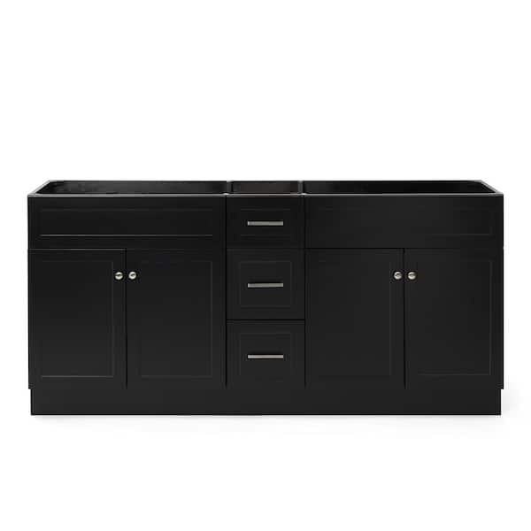 ARIEL Hamlet 72 in. W x 21.5 in. D x 34.5 in. H Double Freestanding Bath Vanity Cabinet without Top in Black