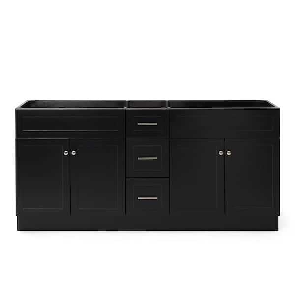 ARIEL Hamlet 72 in. W x 21.5 in. D x 34.5 in. H Double Freestanding Bath Vanity Cabinet Only in Black