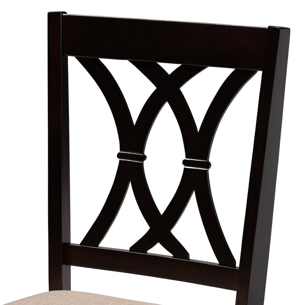 Reneau Sand and Brown Wood Cane Dining Chair Set