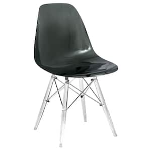 Dover Modern Plastic Dining Chair With Clear Acrylic Base in Transparent Black