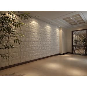 Wall panel 19.7 in. x 19.7 in. 32 sq. ft. White Diamond PVC 3D Wall Panels (Pack of 12-Tiles)