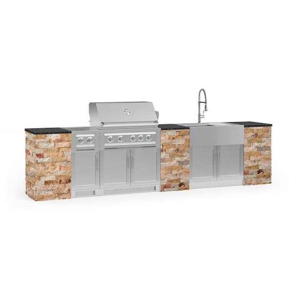 NewAge Products Signature Series 145.16 in. x 25.5 in. x 58.64 in. 11-Piece Outdoor Kitchen Cabinet Set with Liquid Propane 36 in. Grill