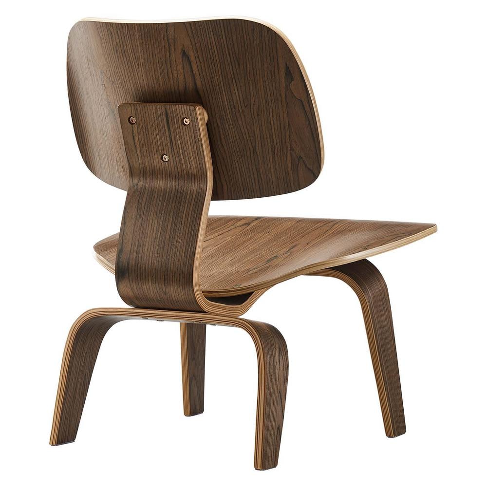 Curvatura 25" Walnut Plywood Sculpted Lounge Chair
