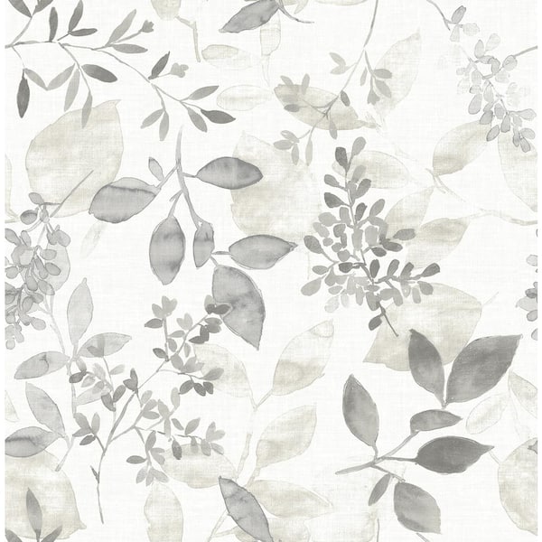 A-Street Prints Gossamer Grey Botanical Grey Wallpaper Sample