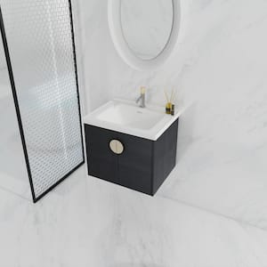 Anky 23.8 in. W x 18.5 in. D x 20.7 in. H Single Sink Bath Vanity in Black with White Ceramic Top