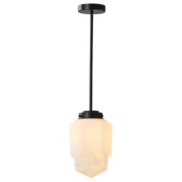 aiwen Modern 1-Light White Glass Shade Pendant Light with Adjustable Kitchen Hanging Ceiling Light
