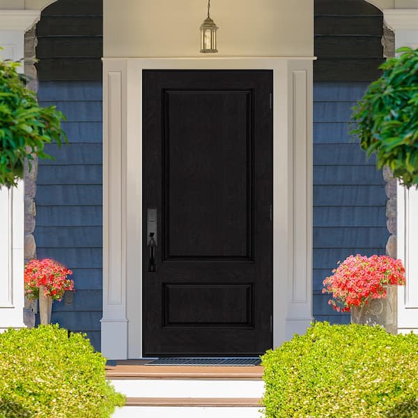 Regency 36 in. x 80 in. Universal Handing 2-Panel 3/4-Squaretop Onyx Stain Fiberglass Front Door Slab