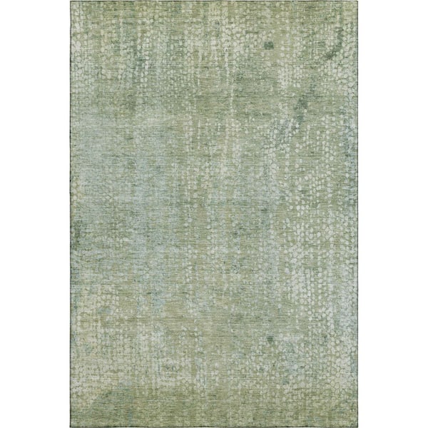 Mayfield Premium Machine Washable Abstract AMF2087 Green 3 ft. x 5 ft. Area Rug