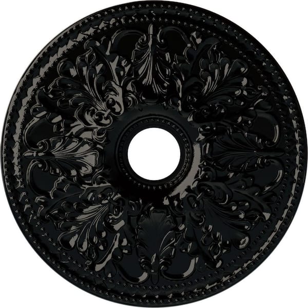 Ekena Millwork 2-1/8 in. x 23-7/8 in. x 23-7/8 in. Polyurethane Ashley Ceiling Medallion, Black Pearl