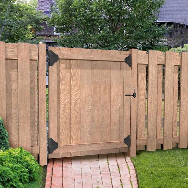 90 Degree Right Angle Fence Gate Kit with Anti Sag Gate Kit-Gate Corner Brace Bracket in Brown (1 Set)