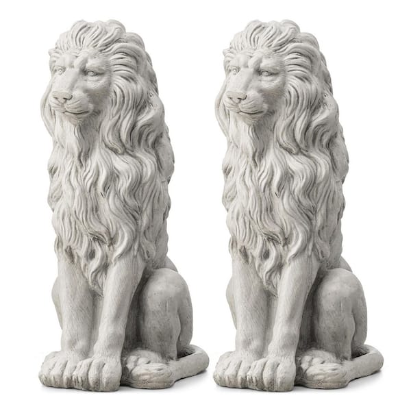 o966 ホワイトライオン・オブ・チャラス Glitzhome 27.75 in. H Oversized MGO White Guardian Sitting Lion