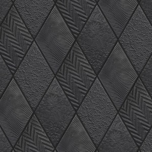 Rhombus Black 5-1/2 in. x 9-1/2 in. Porcelain Floor and Wall Take Home Tile Sample