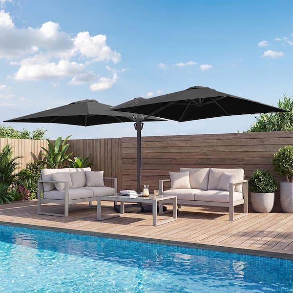 10 double layer patio umbrella 10x10 ft Aluminum Top Cantilever it ensures sturdiness and longevity Double-Sided Rectangular Patio Umbrella |