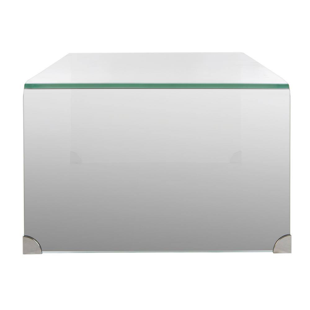 Crysta 47'' Clear to White Ombre Glass Rectangular Coffee Table