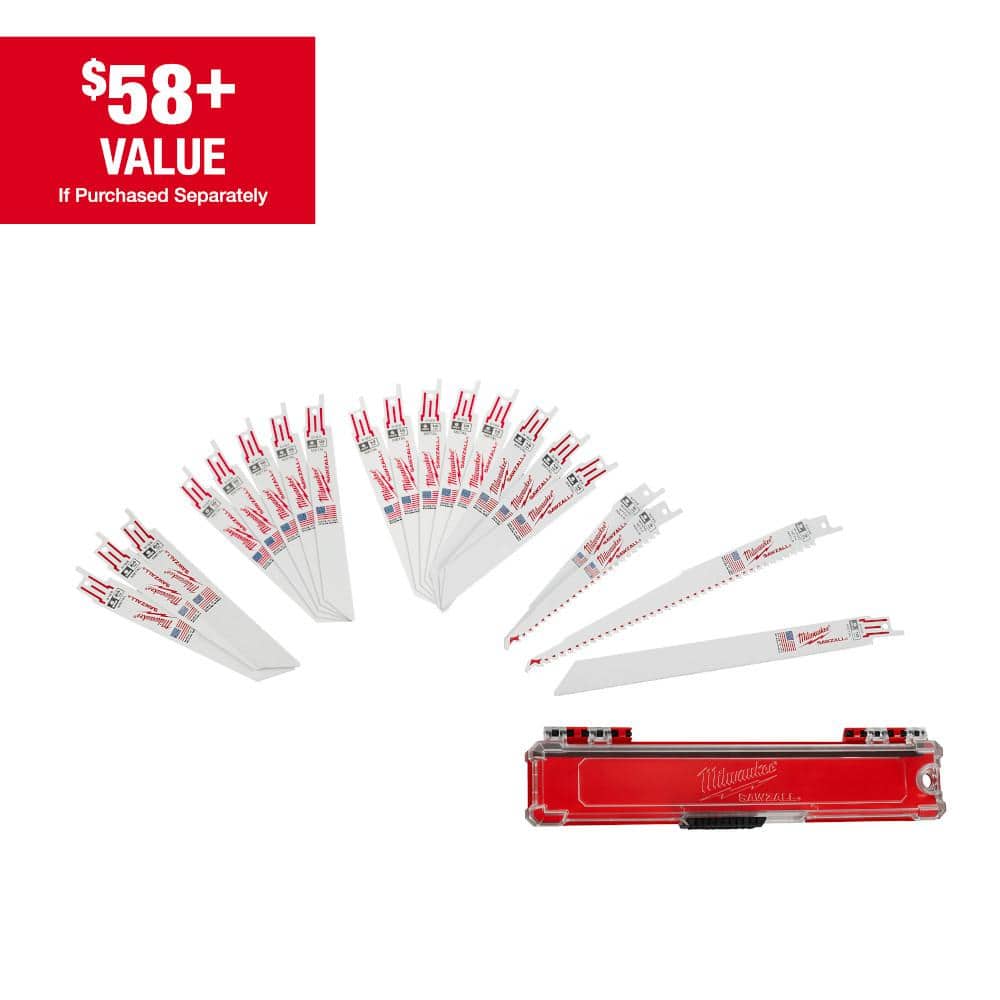 Milwaukee SAWZALL Bi-Metal Wood and Metal Cutting Reciprocating Saw Blade Set (20-Piece) 49-22-1110U - The Home Depot