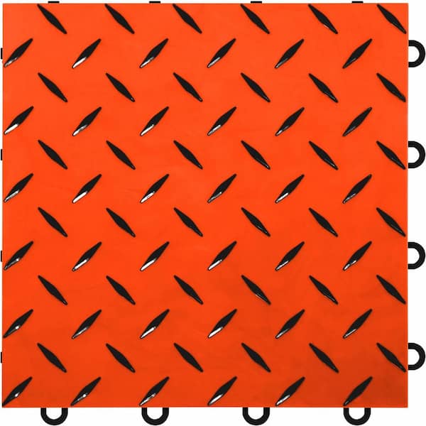 FLOORINGINC Nitro Pro 5/8 in. Garage Tiles, Harley Orange/Black, 12 in. x 12 in.,40-Pack, Covers 40 sq. ft.,Interlocking Floor Tiles
