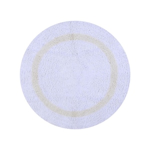 Hotel 30 in. x 30 in. White and Ivory 100% Cotton Round Bath Rug