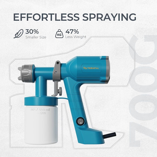 WRIGHTMASTER - Ultra-Light Electric HVLP Paint Sprayer with 20 fl. oz. Detachable Cup, 2 Nozzles & 3 Patterns, Perfect for DIY, Blue