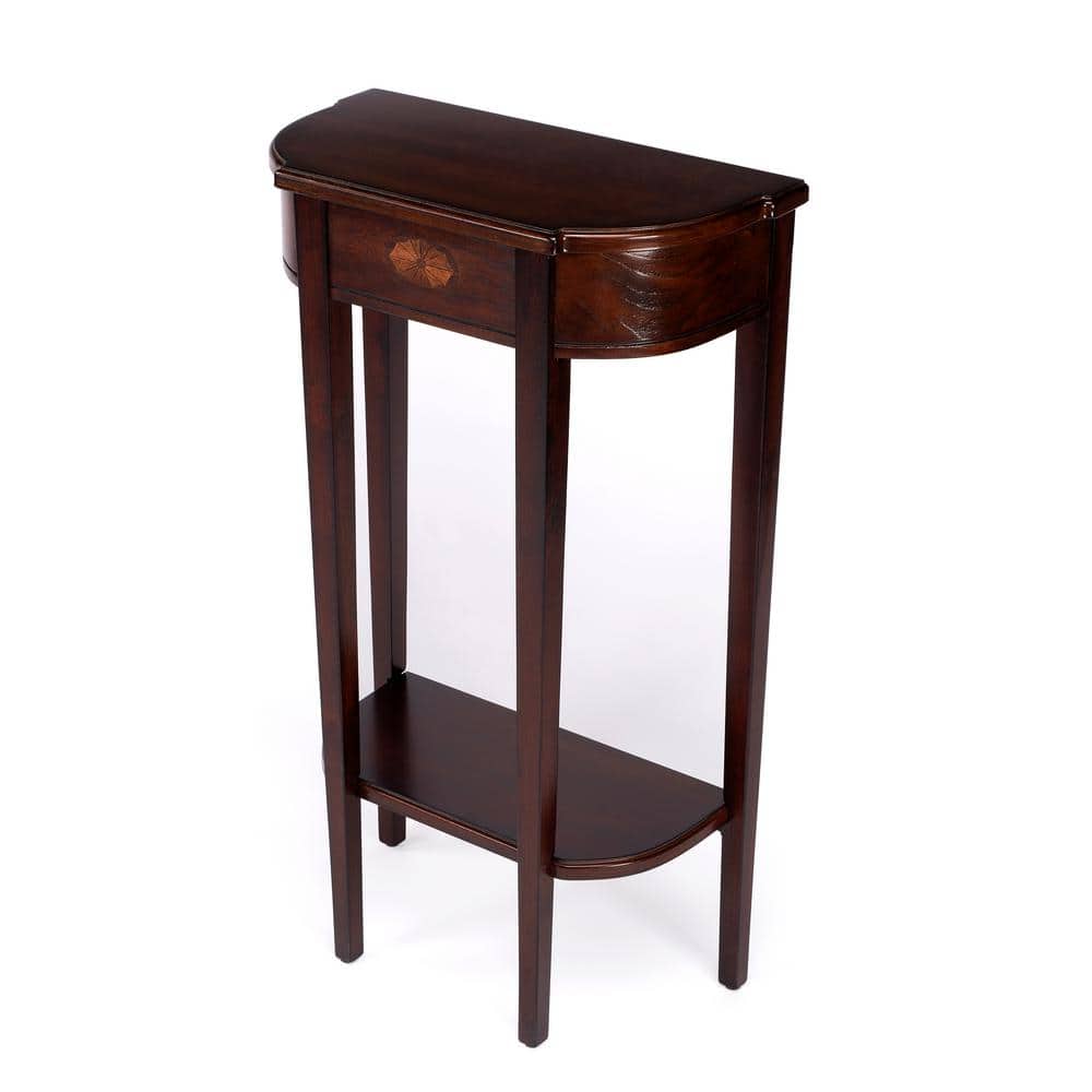 Cherry Wood Demilune Console Table with Storage