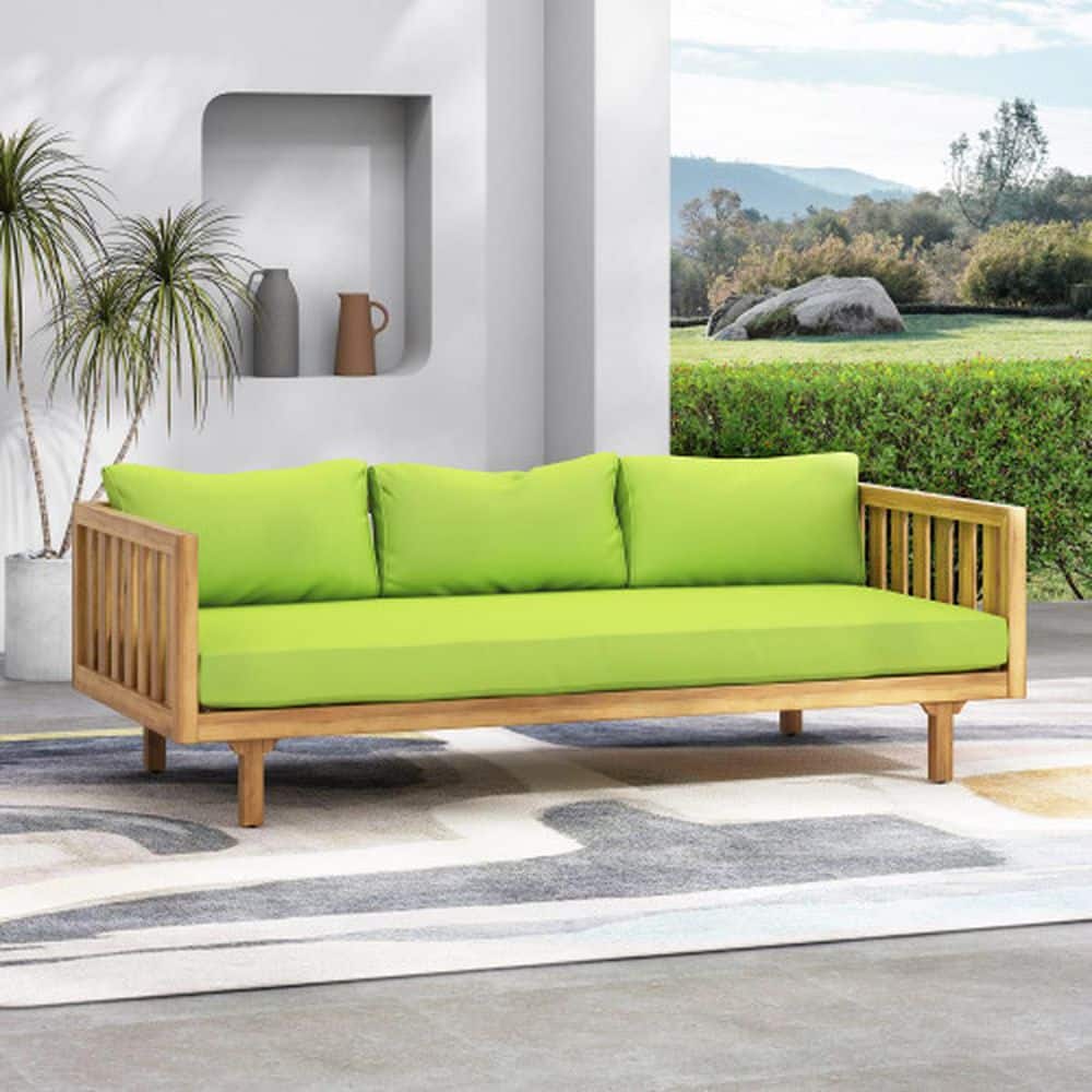 2-Piece Acacia Wood Outdoor Daybed Set with Water Resistant Green Cushions and Round Coffee Table price history on PriceWatchPro