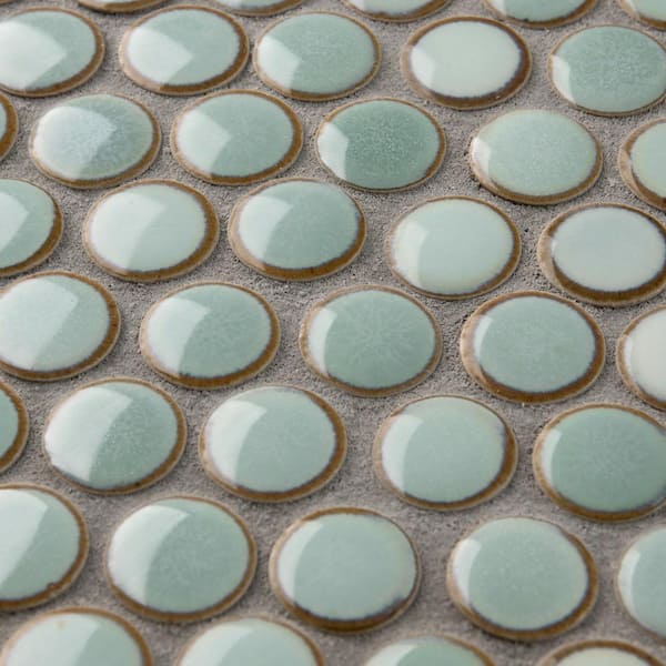 Merola Tile Hudson Penny Round Mint Green 12 in. x 12-5/8 in