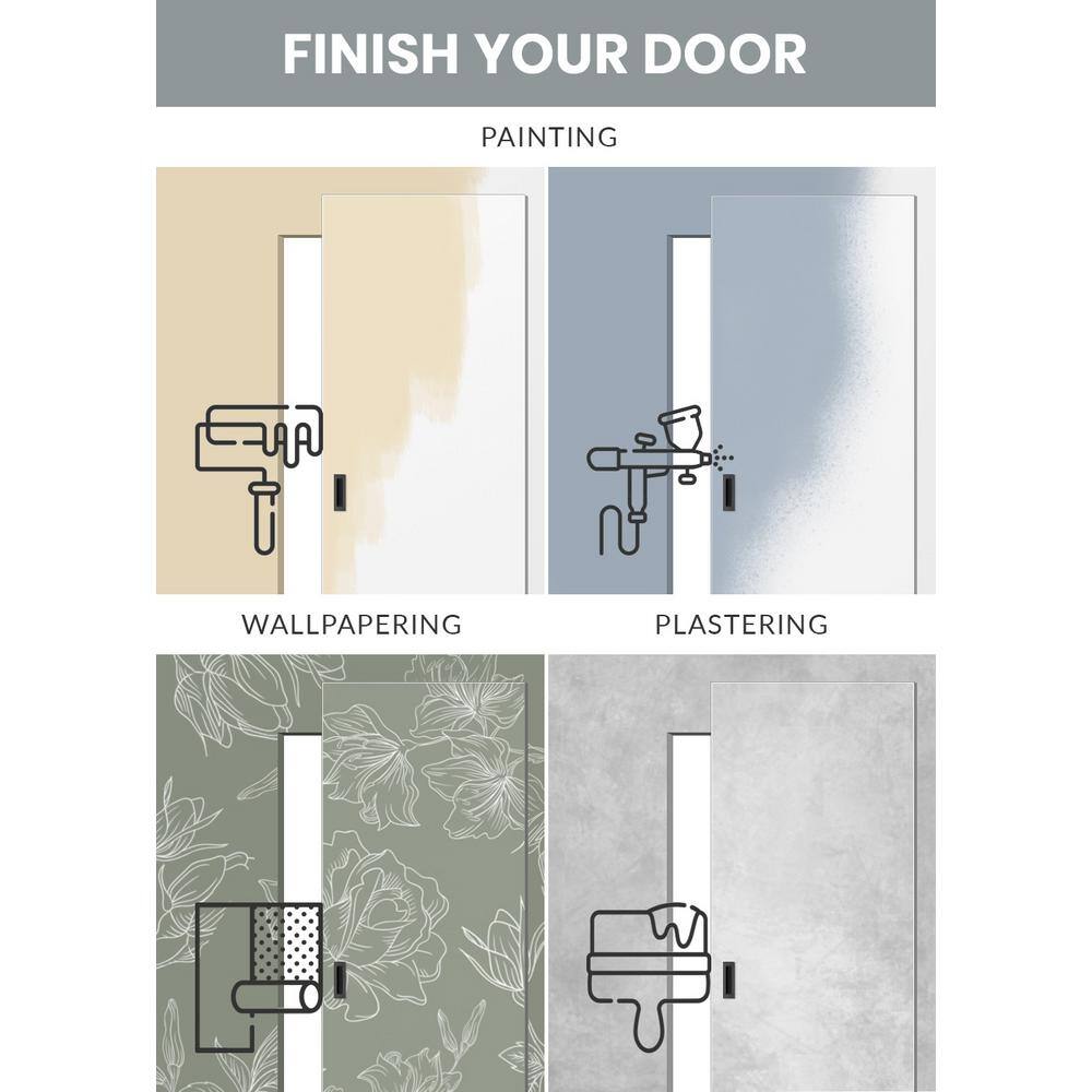 Flush White Primed Solid Composite Core Sliding Barn Door Kit