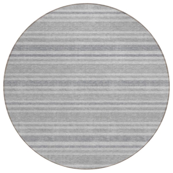 Addison Rugs Chantille ACN531 Silver 8 ft. x 8 ft. Round Machine Washable Indoor/Outdoor Geometric Area Rug