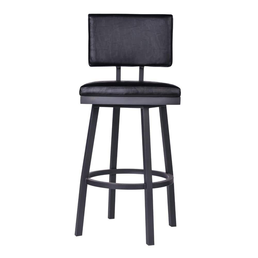 26 in. Vintage Black on Black Faux Leather Rectangular Swivel Armless Bar Stool price history on PriceWatchPro
