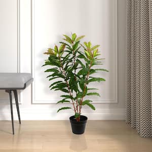 34 in. Green Artificial Myrtle Leaf Plant in Pot