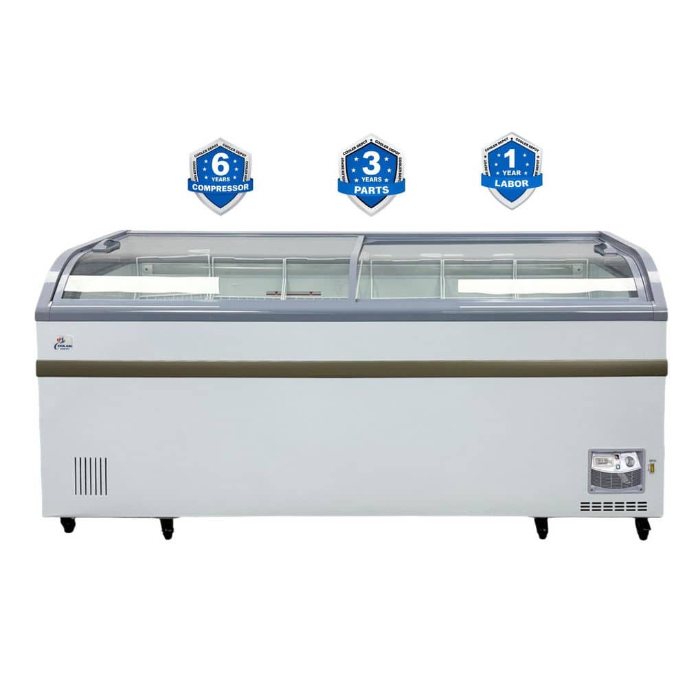 79 in. W 25 cu.ft. NSF Manual Defrost Commercial Supermarket/Grocery Display Chest Freezer in White