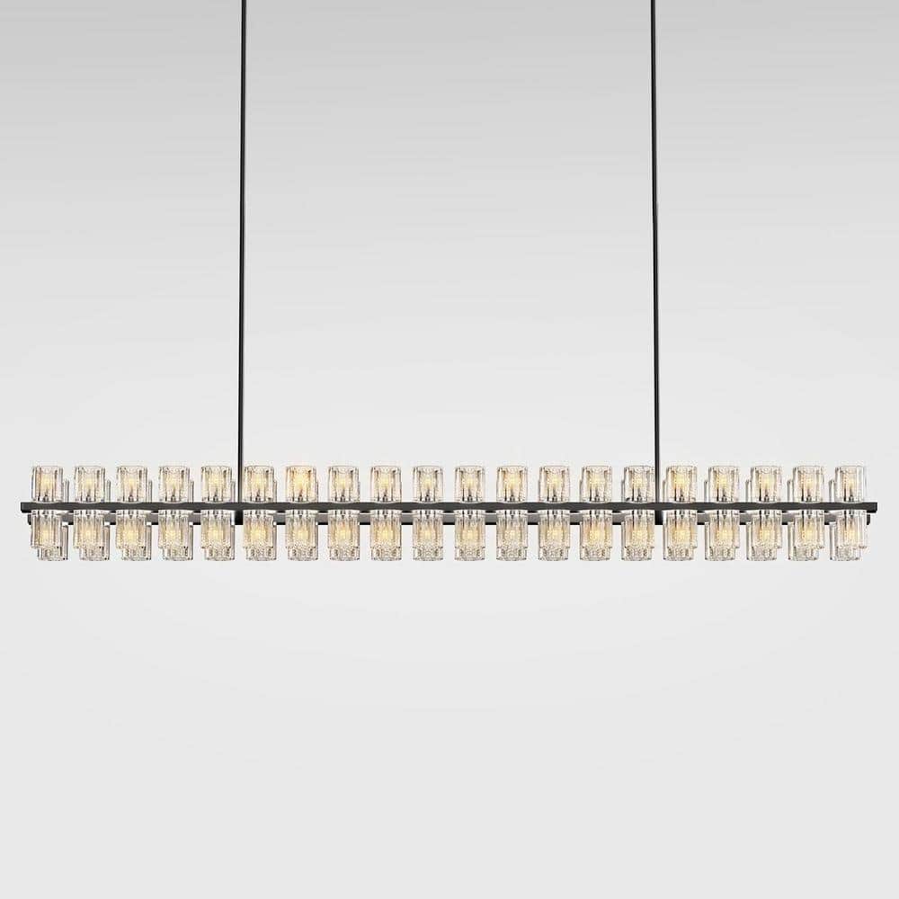 80-Light Black Rectangular Chandelier, 72 in. Modern K9 Crystal Chandelier for Dining Room, Living Room, Foyer price history on PriceWatchPro
