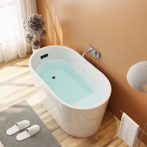 47 in. x 26.8 in. Soaking Bathtub with Side Drain in White/Matte Black