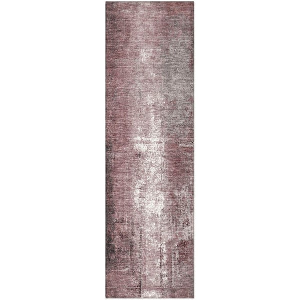Mayfield Premium Machine Washable Abstract AMF1980 Blush 2 ft. x 7 ft. Runner Rug