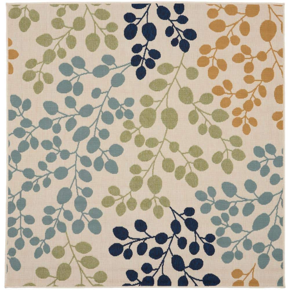 Ivory Hand-knotted Synthetic Square Stain-resistant Rug