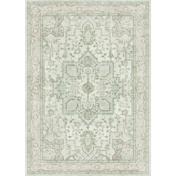Medallion Oat Light 8 ft. x 10 ft. Persian Area Rug