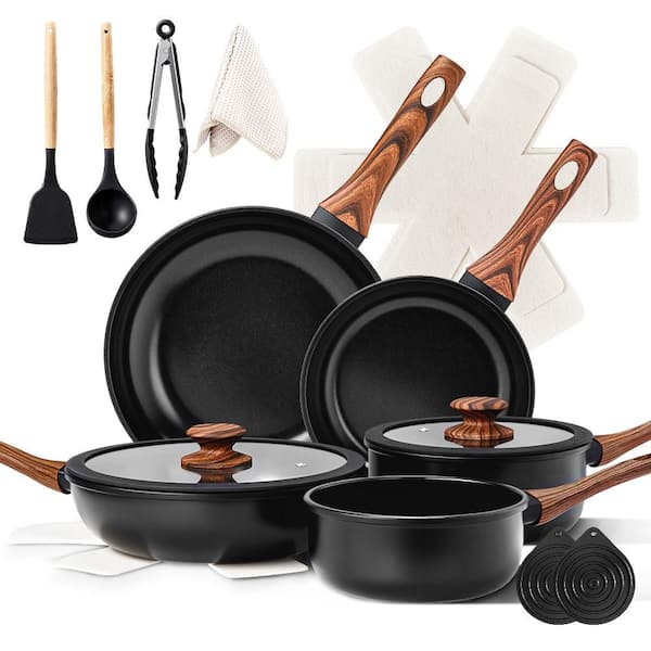 17 Piece Nonstick Pots and Pans Set Cast Aluminum Cookware Set