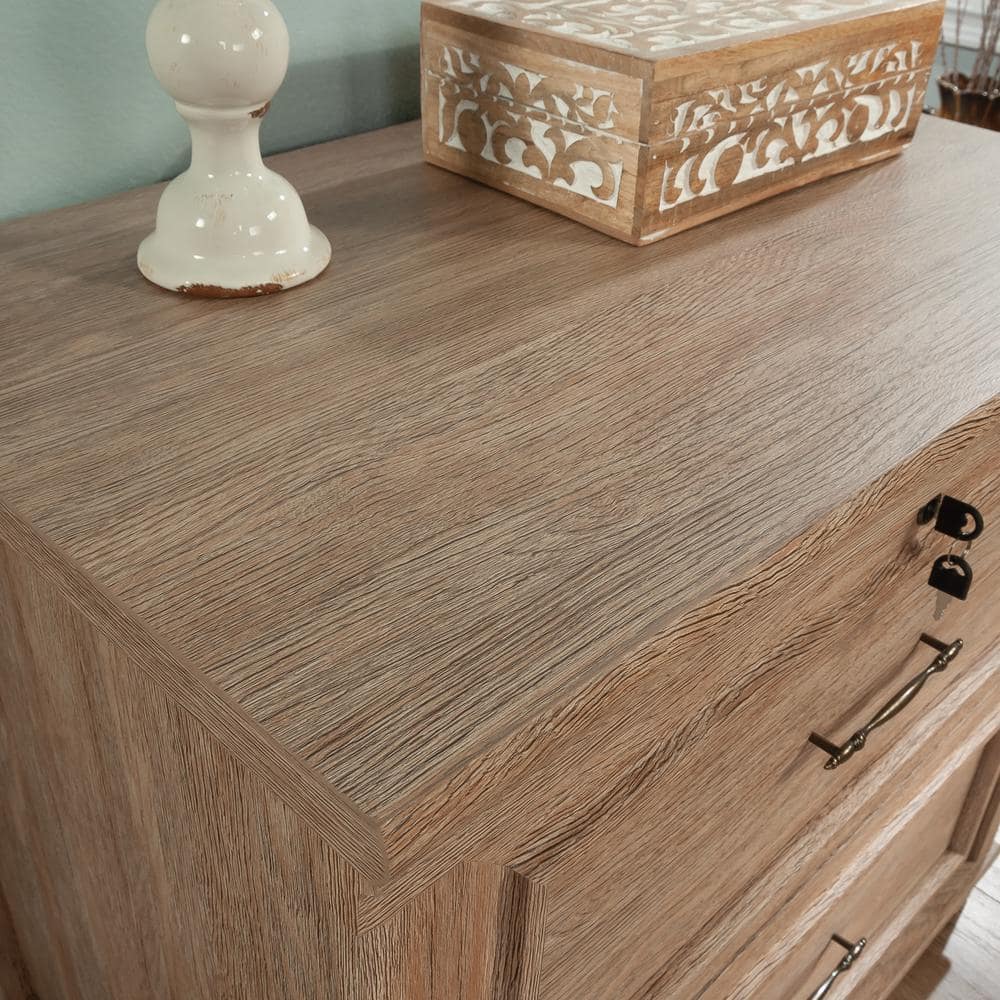 Brushed Oak 2-Drawer Lockable Lateral File Cabinet
