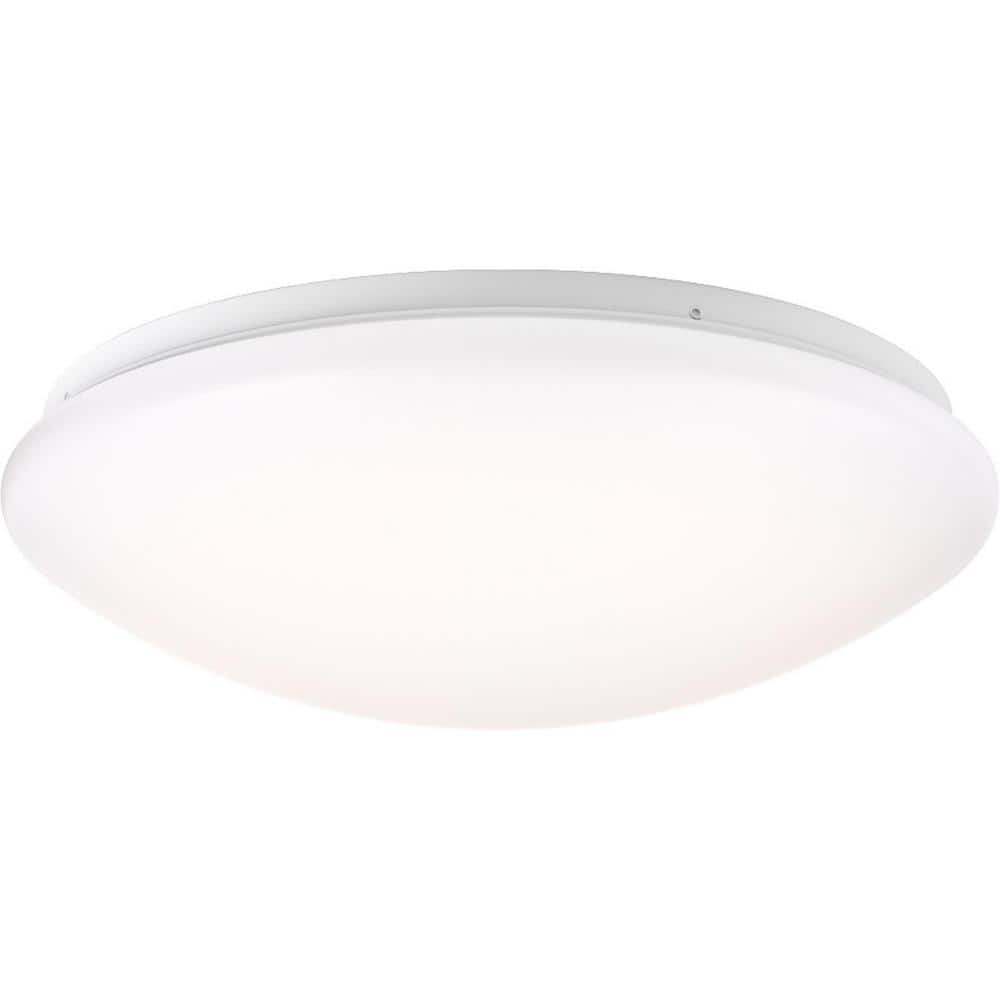 White Glass LED Drum Flush Mount Ceiling Light