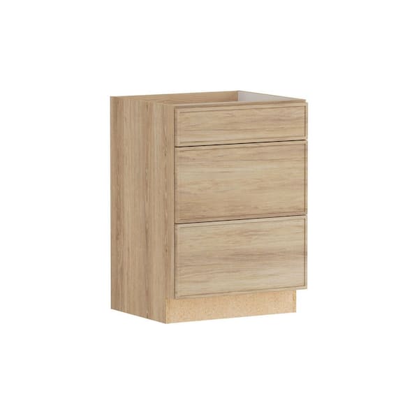 Designer Series Renly 24 in. W x 21 in. D x 34.5 in. H Assembled Slim Shaker 3-Drawer Base Bath Cabinet in Sandstone
