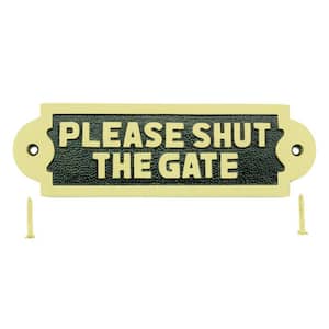 Nice "Please Close The Gate" Cast Iron Plate 3 3/4" X 7 3/8"  Plaque Garden Sign 