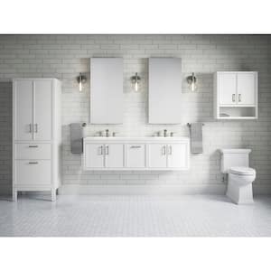 Winnow 60 in. W x 18 in. D x 36 in. H Double Sink Freestanding Bath Vanity in White with Quartz Top