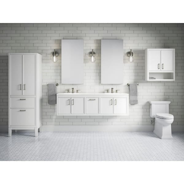 KOHLER Winnow 60 in. W x 18 in. D x 36 in. H Double Sink Freestanding Bath Vanity in White with Quartz Top
