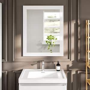 Sun 24 in. W x 30 in. H Small Rectangular Aluminum Framed Wall Bathroom Vanity Mirror in Gloss White