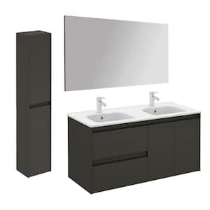 47.5 in. W x 18.1 in. D x 22.3 in. H Bathroom Vanity Unit in Anthracite with Mirror and Column