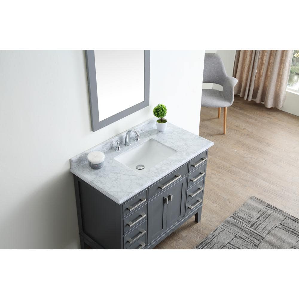 Danny 42" Maple Gray Solid Wood Bathroom Vanity with Carrara Marble Top