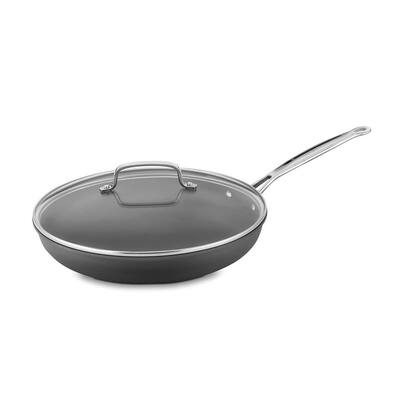 Chef's Classic 12 in. Hard-Anodized Aluminum Nonstick Stovetop Skillets in Black with Glass Lid