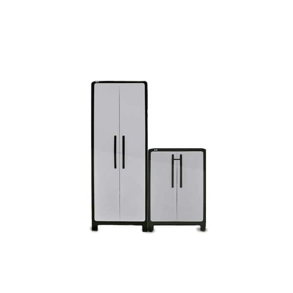 MQ ECO 55.1 in. W x 72 in. H x 18.1 in. D Medium and Large 7 Shelves Freestanding Cabinets in Black and Gray