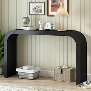 Mirodn 52 in. Modern Black Rectangle Wood Console Table